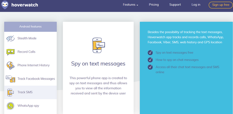 Hoverwatch track sms