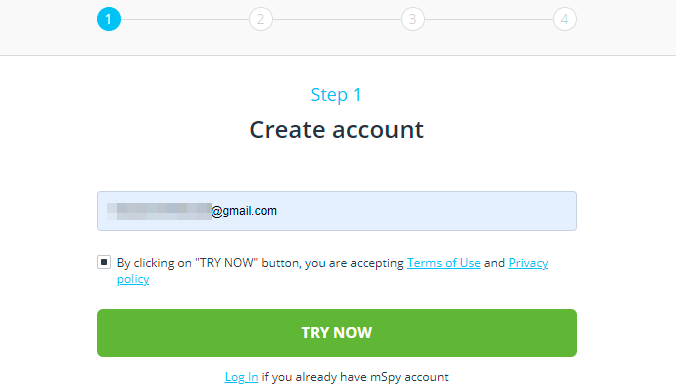 mSpy create account